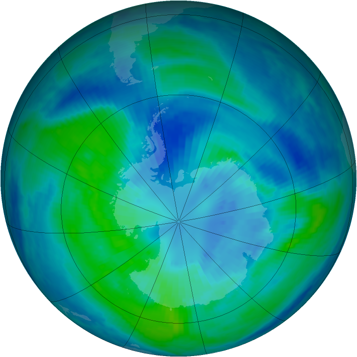 Antarctic ozone map for 31 March 2000